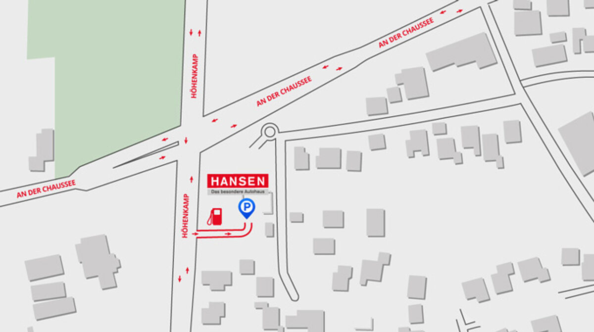 Eine Zufahrt über die Tankstelle zu Ihrem Autohaus Hansen